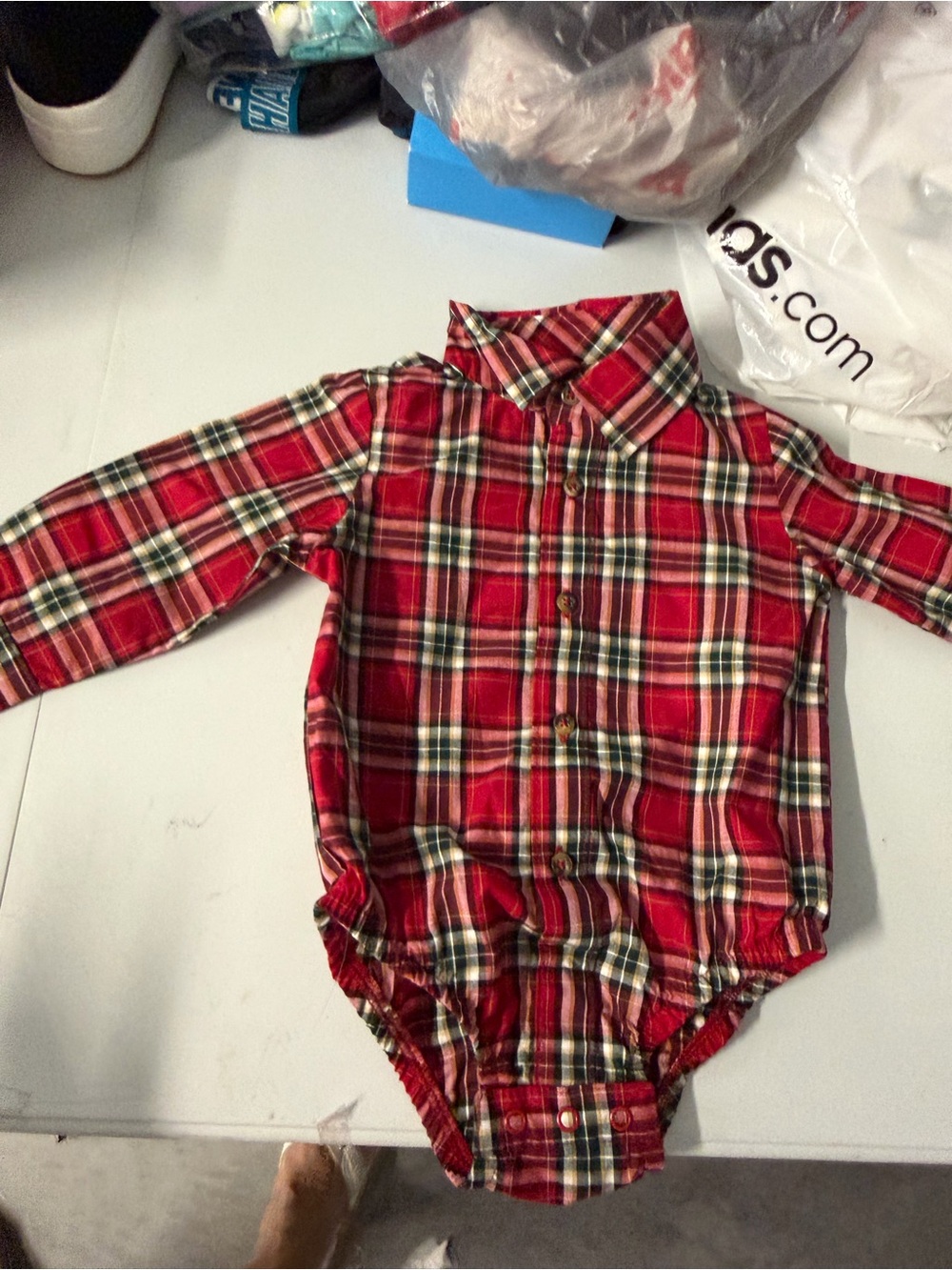 Carter's Red Plaid Baby Shirt 9 months nwot